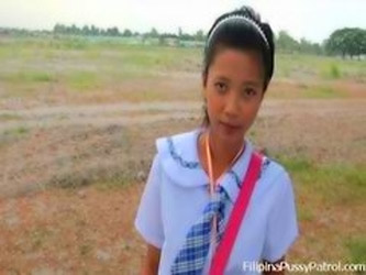 Real Life Asian Schoolgirl Outdoors