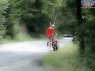 The girl has got a problem with her bike but doesn't have with fucking