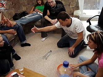 Hot college party with alcohol, smudgy games and heavy fuck