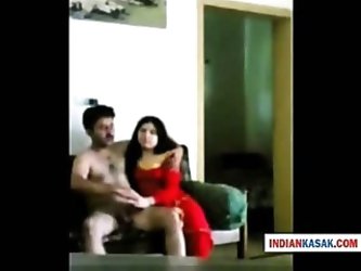 Indian Desi police man enjoying with his gf in home