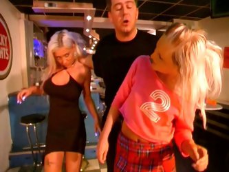 Horny guy forces two girls for some hot bdsm scenes in a bar