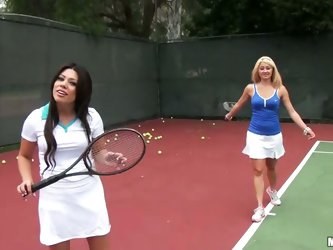 POV video with hot babes riding a dick after playing tennis
