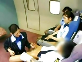 Asian Stewardess Banging The Cap...