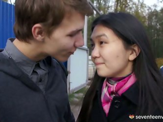 This is loving teen couple who are seeing each other recently. So today they are having first sex. Charming Asian babe sucks massive dick of her BF an