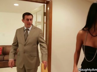 Horny and gorgeous French woman Laly wants to fuck at work. She thinks of blowing the dick of the guy in the hall. He is shocked but still doesn'