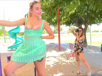 Gorgeous blonde teen Stella exposes her body in public