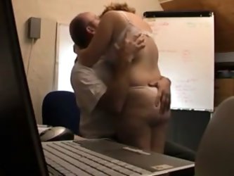 This mature office couple decides not to wait and fuck at the office.