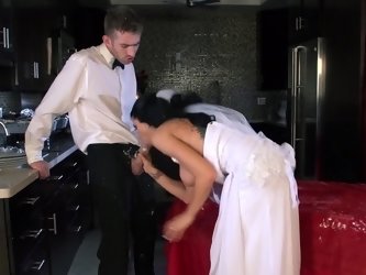 Sexy bride Romi Rain fucks a huge cock covered in wedding cake