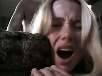 Zealous busty blondie with big silicone tits gets her trench poked doggystyle and jumps on cock in a reverse cowgirl pose until buddy cums on her bell
