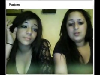 Two teens wit big tits flash the webcam on chatroulette