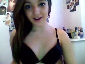 Slutty perky breasted brunette teen makes some heavy duty webcam porn by flaunting her succulent curves and fingering her pussy and ass with utmost de