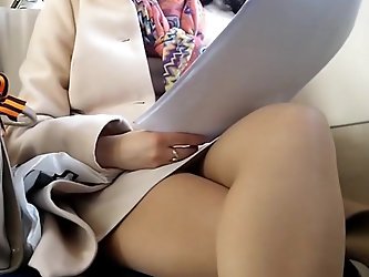 Upskirt on train hidden cam voyeur 5
