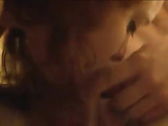 Amazingly skilled redhead chick with a nose piercing is happy to give a great deepthroat blowjob to her lover, and smiles when he blows his load all o