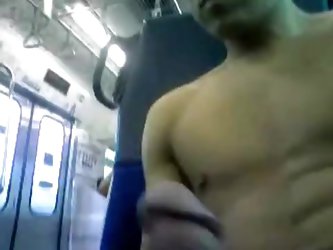 Risky stuff in public is my thing and in this amateur sex tape, I get naked on a moving train and I start rubbing my dick right there on the train whe