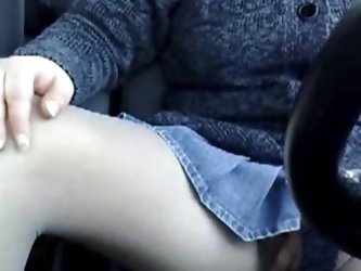 Horny babe  masturbate inside her car