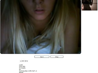 It is rare to see a beautiful blonde on chatroulette, but to our warm liking this video shows one slut with large, round and luscious boobies, nipples