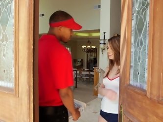 Pizza boy with a BBC fucks the cute slut he delivers to