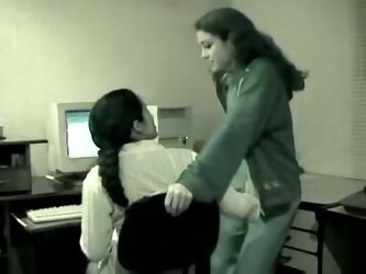 Two Indian lesbians are eager for petting and start  to please each other right in the office. One kneels down and licks pussy of another one. This sh