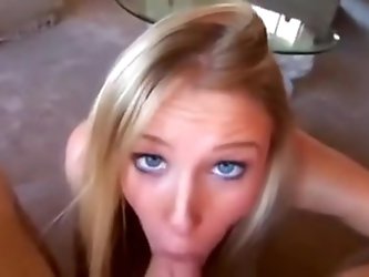 My wondrous light-haired girlfriend shows off her body and approaches me. That Chick kneels down and starts greedily blowing my huge cock in POV.